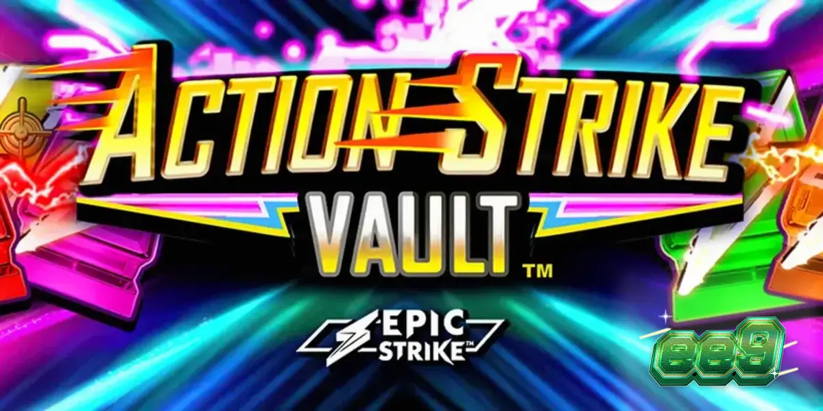 Interface do jogo Action Strike Vault com luzes neon e temática espacial